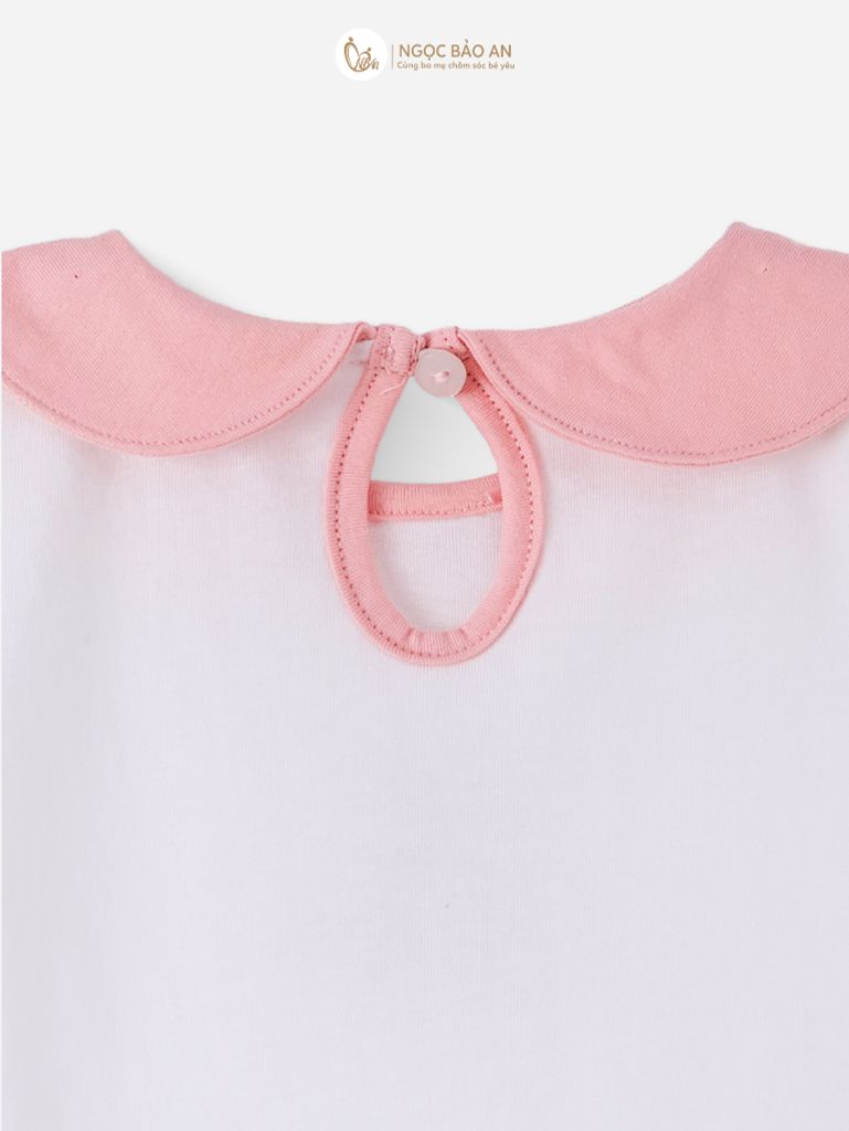[M&B] BST PINK GIRL: Set áo+yếm bé Gái cotton gấu hồng