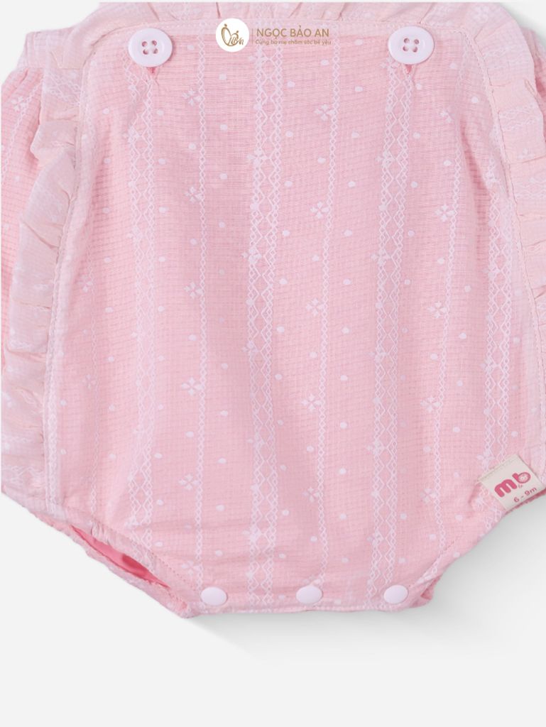 [M&B] BST PINK GIRL: Set áo+yếm bé Gái cotton gấu hồng