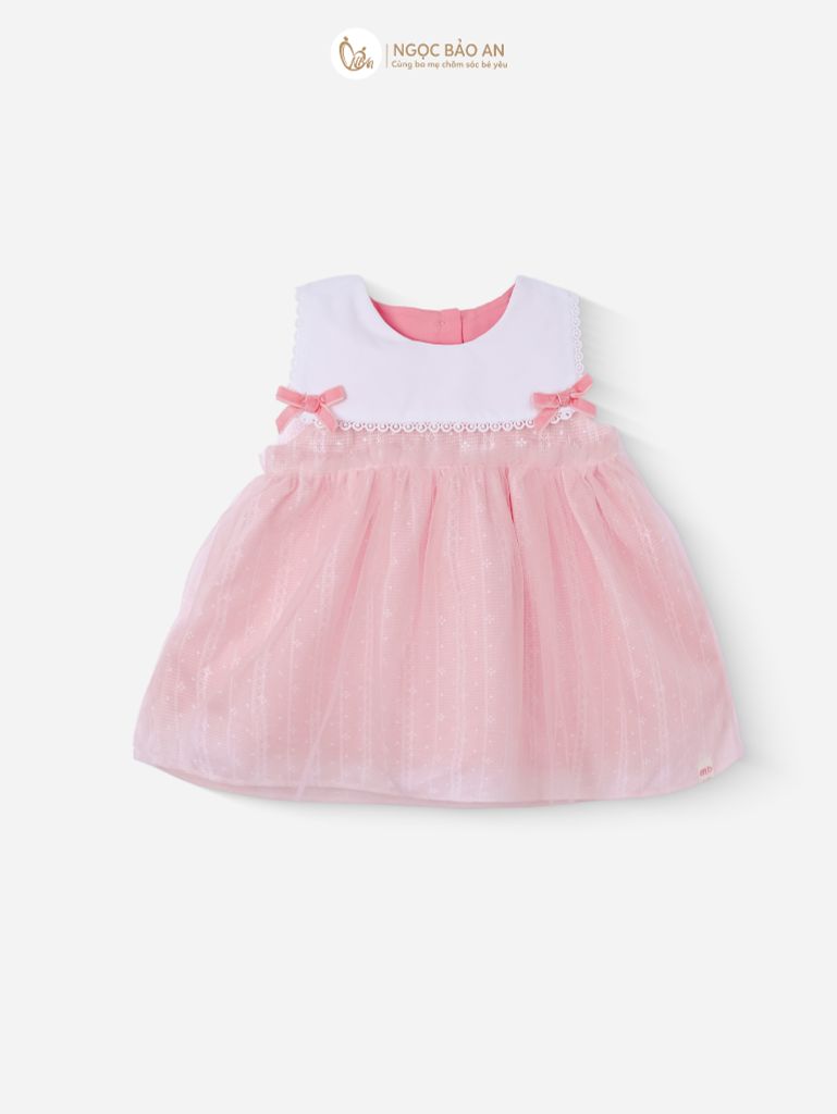 [M&B] BST Pink Girl: Đầm xoè công chúa cotton bé gái gấu hồng