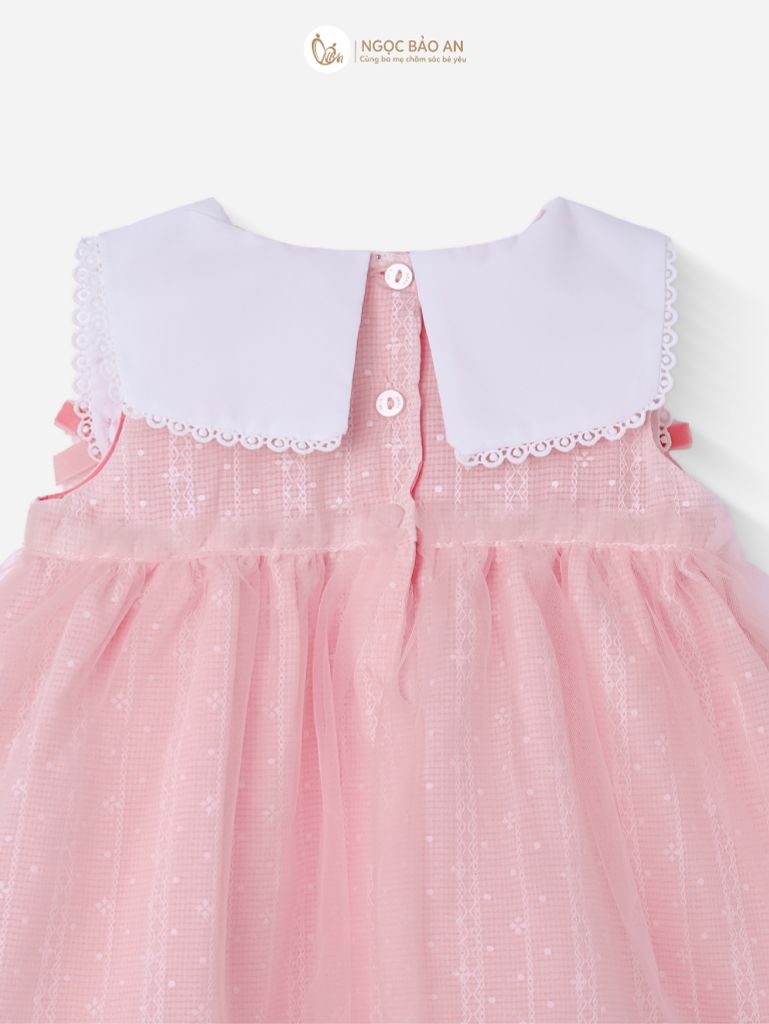 [M&B] BST Pink Girl: Đầm xoè công chúa cotton bé gái gấu hồng