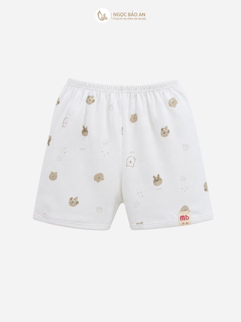 [M&B] Bộ ngắn cài bên cotton gấu thỏ nâu