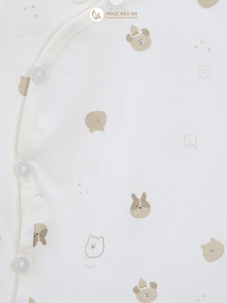 [M&B] Bộ ngắn cài bên cotton gấu thỏ nâu