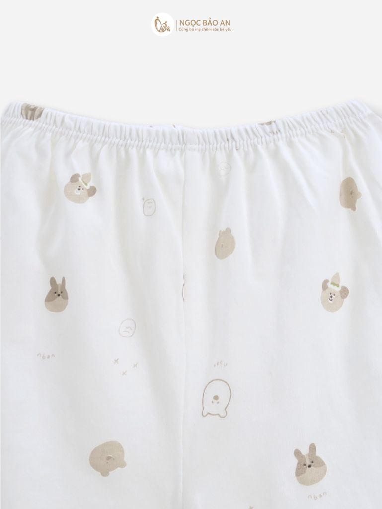 [M&B] Bộ ngắn cài bên cotton gấu thỏ nâu