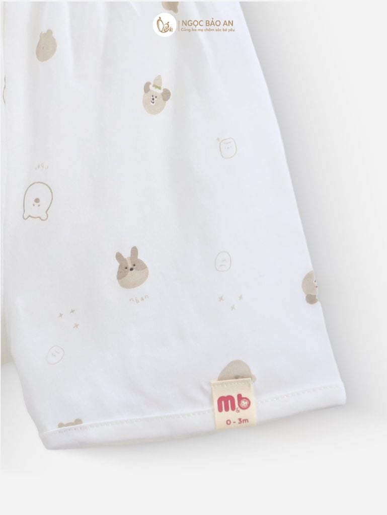 [M&B] Bộ ngắn cài bên cotton gấu thỏ nâu