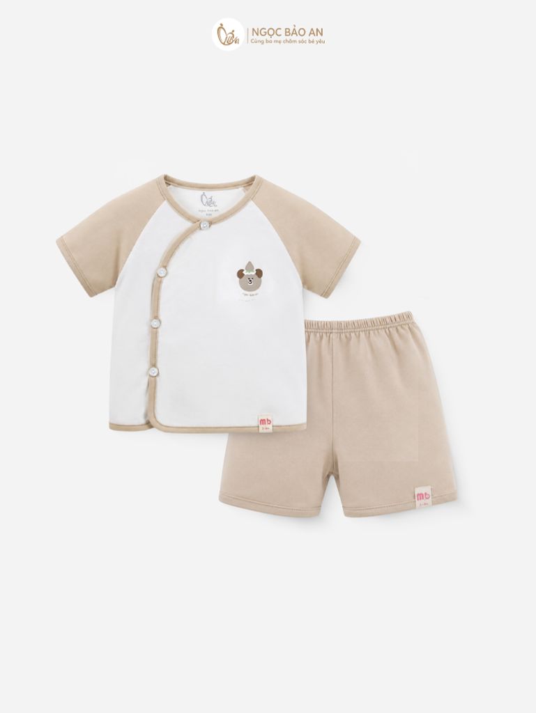 [M&B] Bộ ngắn cài bên cotton gấu nâu PM