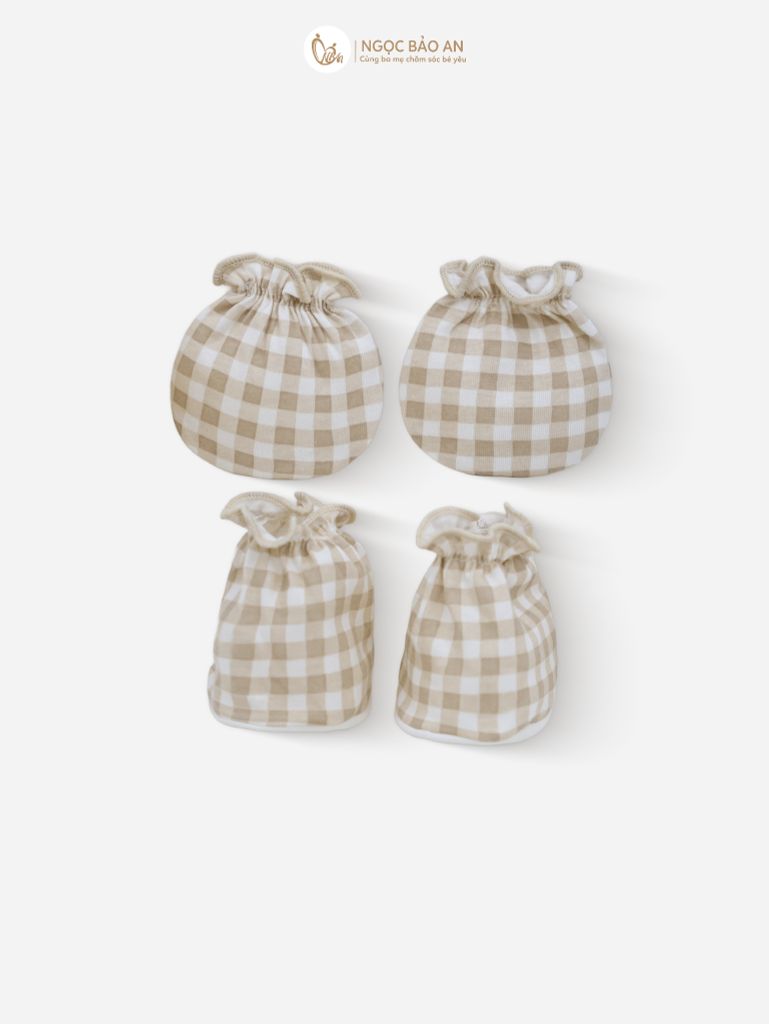 [M&B] Combo Sơ Sinh cotton tone Nâu in hình họa tiết đầy đủ phụ kiện (CBSScotton2025)