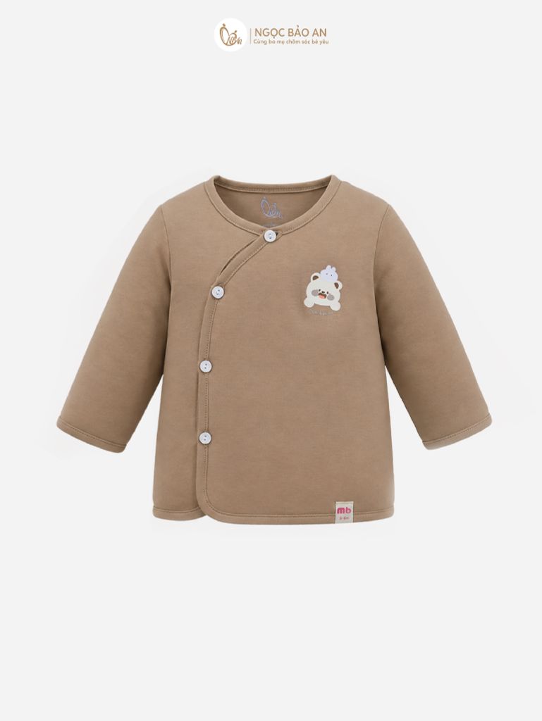 [M&B] Bộ tay dài cài bên cotton gấu thỏ nâu