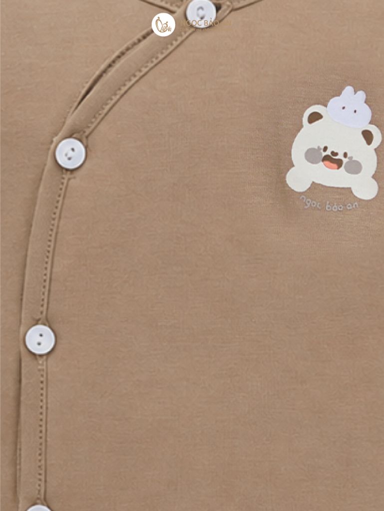 [M&B] Bộ tay dài cài bên cotton gấu thỏ nâu