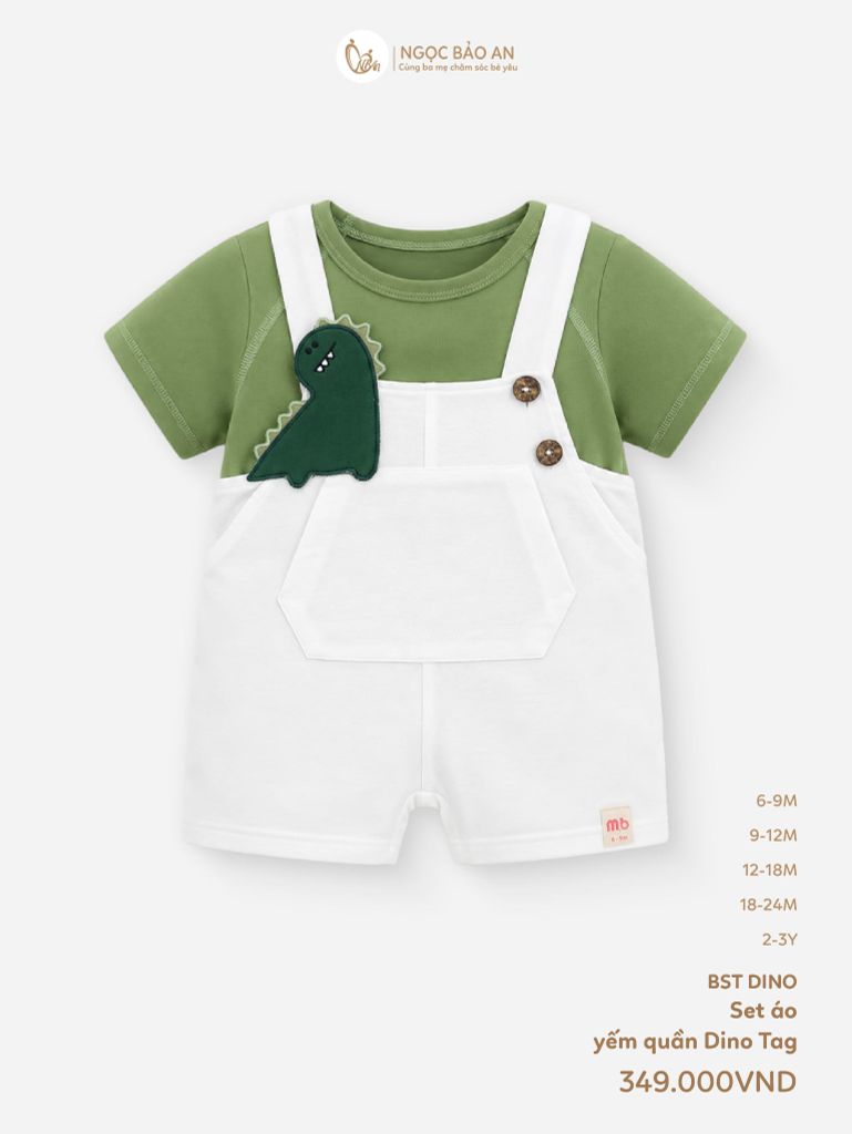 [M&B] BST DINO: Set áo phối yếm dino tag