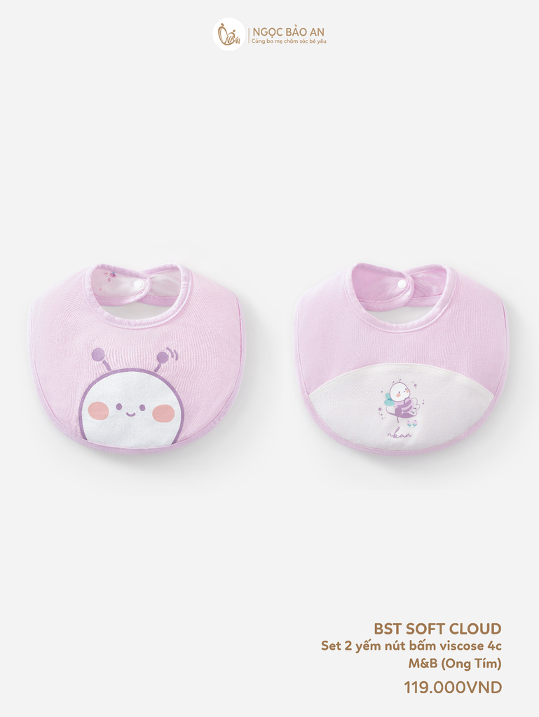 [M&B] Set 2 yếm nút ong tím (NB-24m)
