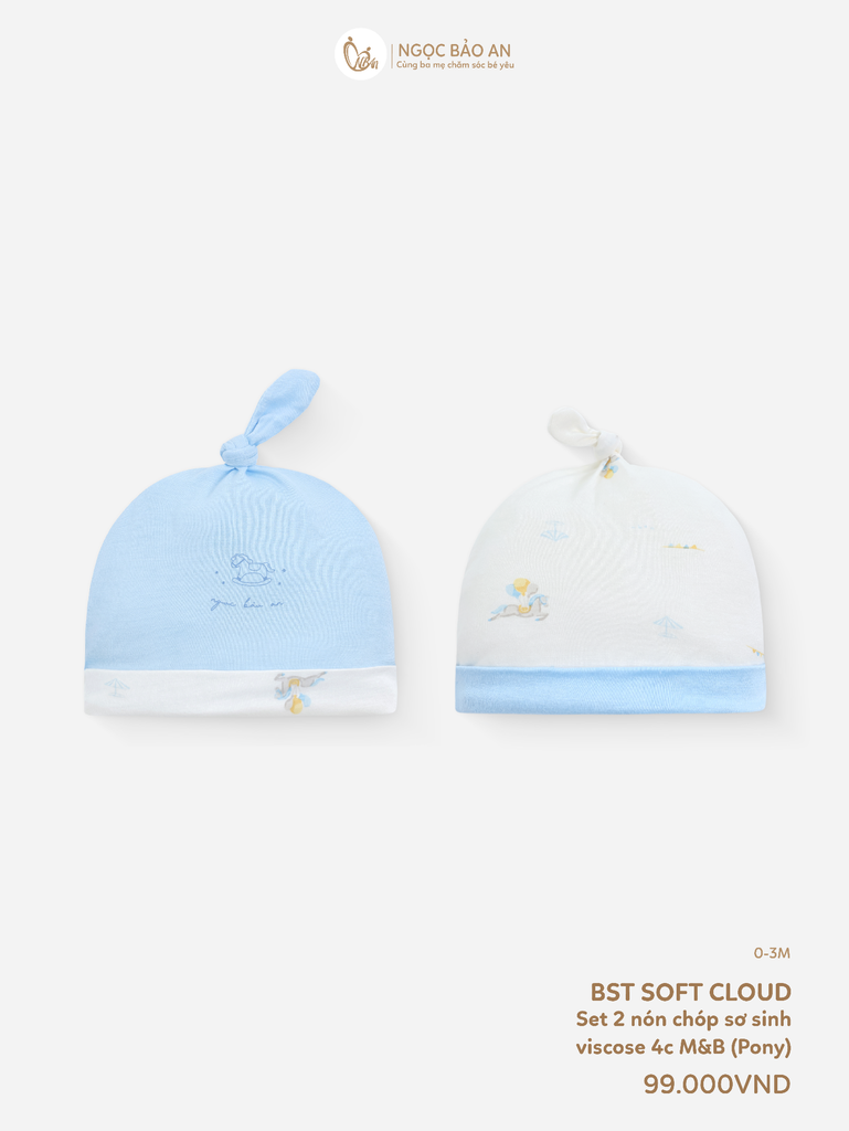 [M&B] Set 2 nón chóp sơ sinh pony (NB-3m) [CBSSVISCOSE]