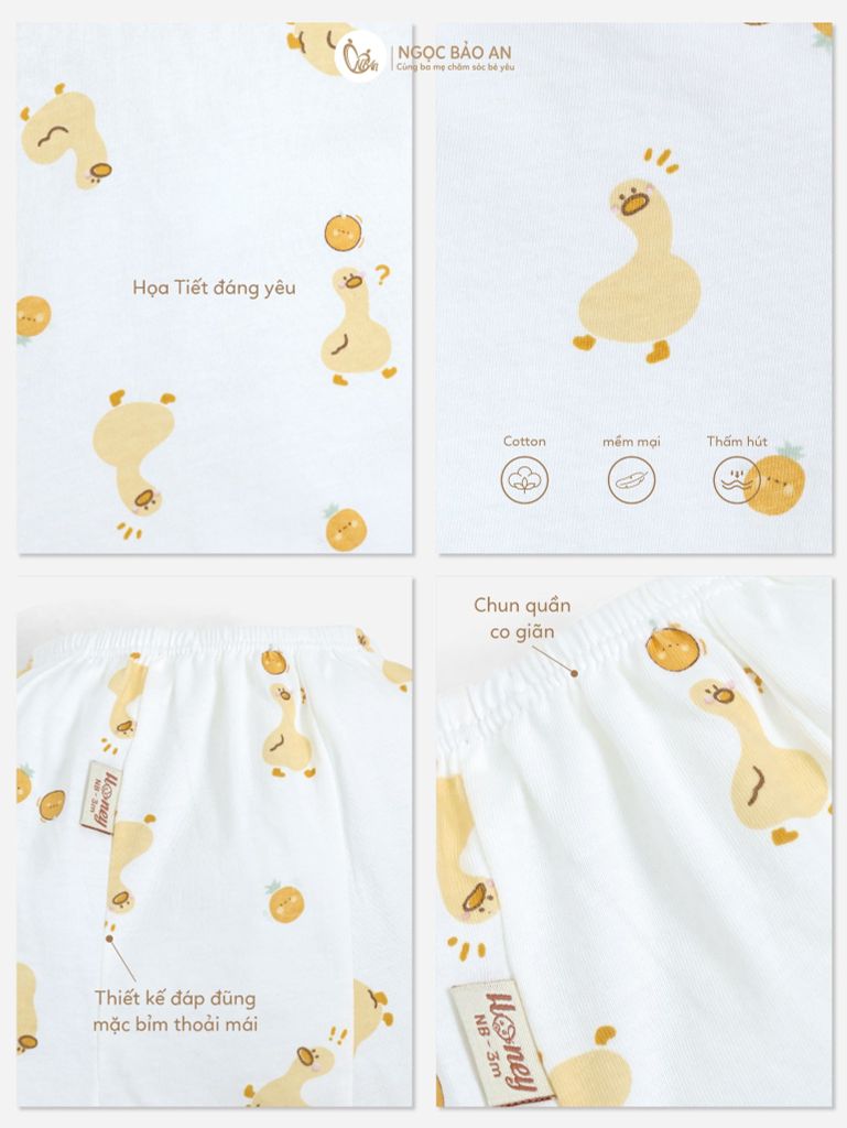 [HONEY] Set 5 quần cotton thoáng mát, mềm mịn cho bé