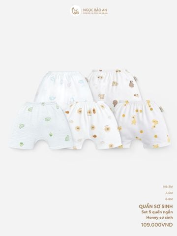 [HONEY] Set 5 quần cotton thoáng mát, mềm mịn cho bé