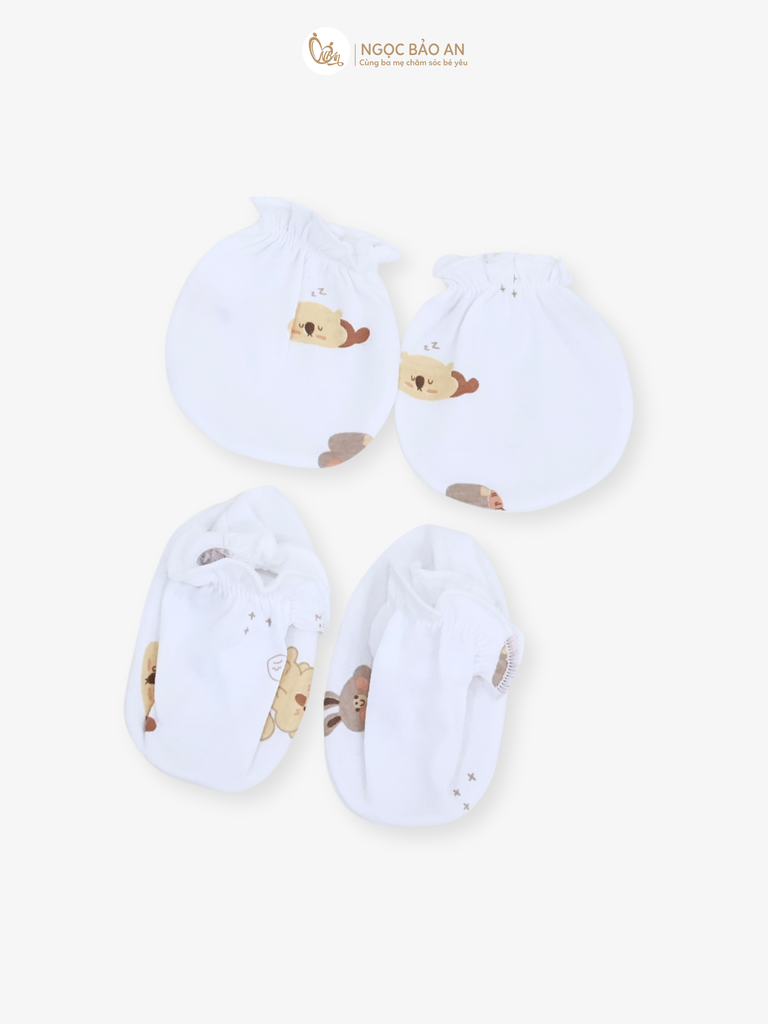 [HONEY] Bộ bao tay chân sơ sinh Honey cotton hoạ tiết mới 2025