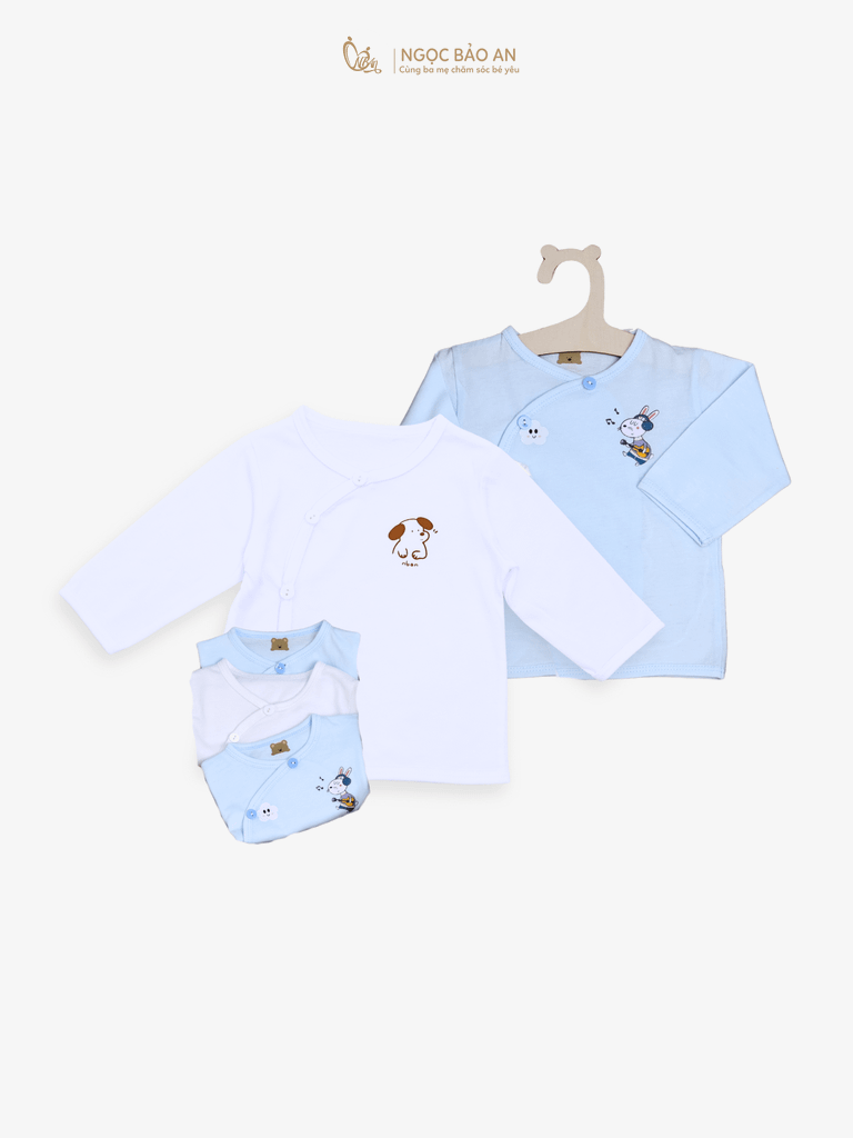 [HONEY] Set 5 áo cotton in hình dành cho bé sơ sinh