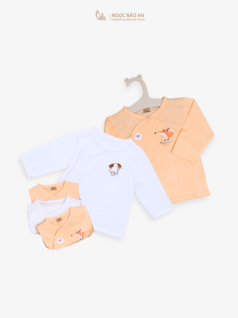 [HONEY] Set 5 áo cotton in hình dành cho bé sơ sinh