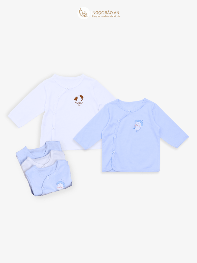 [HONEY] Set 5 áo cotton in hình dành cho bé sơ sinh