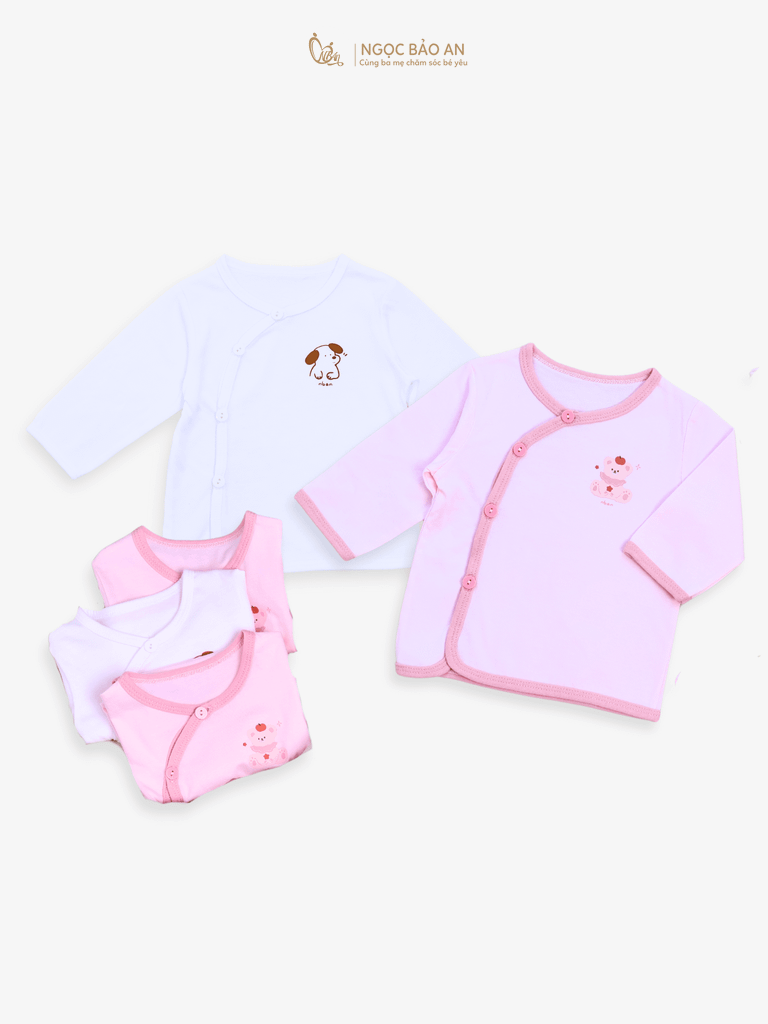 [HONEY] Set 5 áo cotton in hình dành cho bé sơ sinh