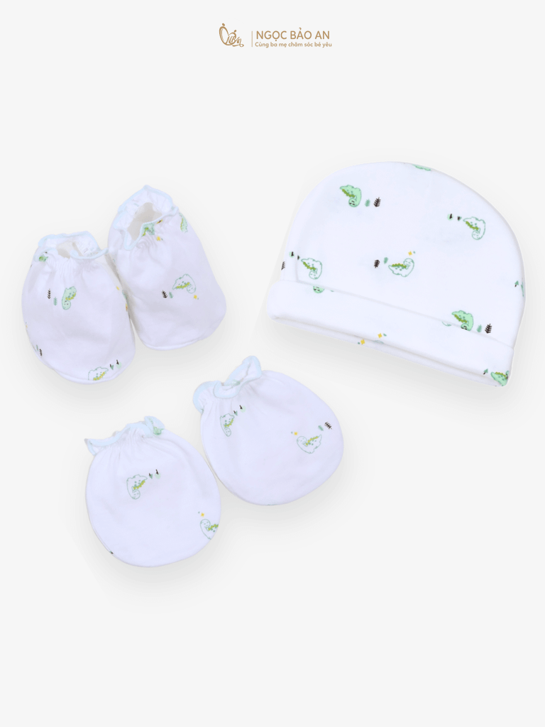 [HONEY] Set nón bao tay chân sơ sinh Honey cotton