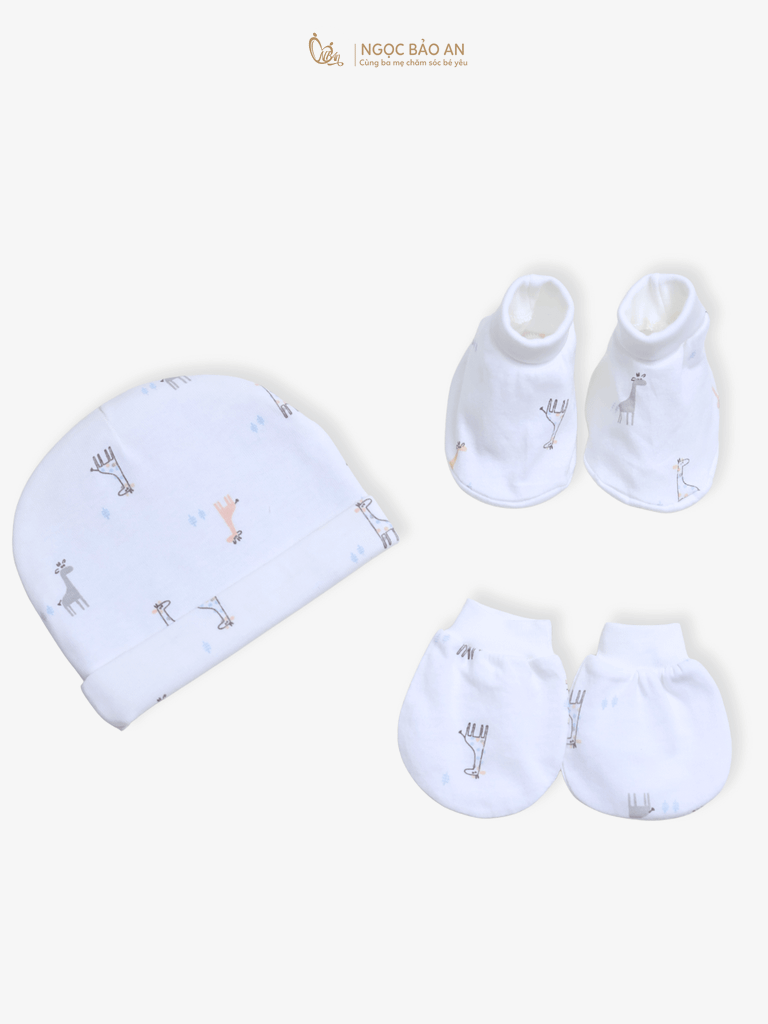 [HONEY] Set nón bao tay chân sơ sinh Honey cotton