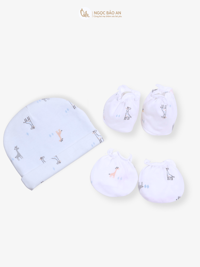 [HONEY] Set nón bao tay chân sơ sinh Honey cotton