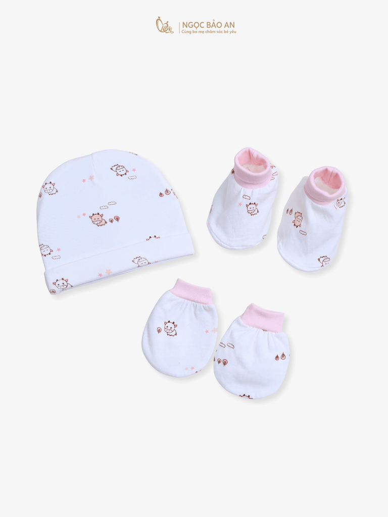 [HONEY] Set nón bao tay chân sơ sinh Honey cotton