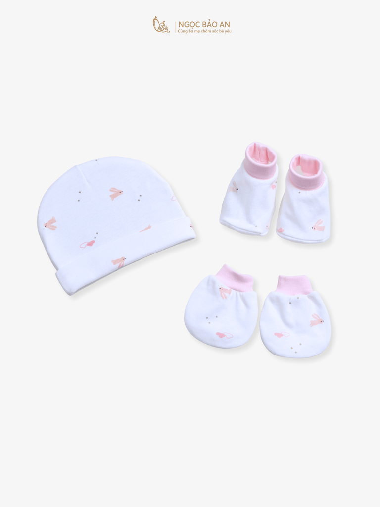 [HONEY] Set nón bao tay chân sơ sinh Honey cotton