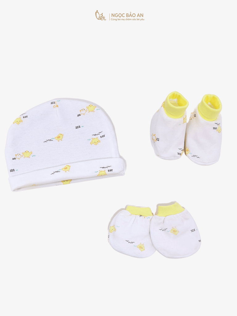 [HONEY] Set nón bao tay chân sơ sinh Honey cotton