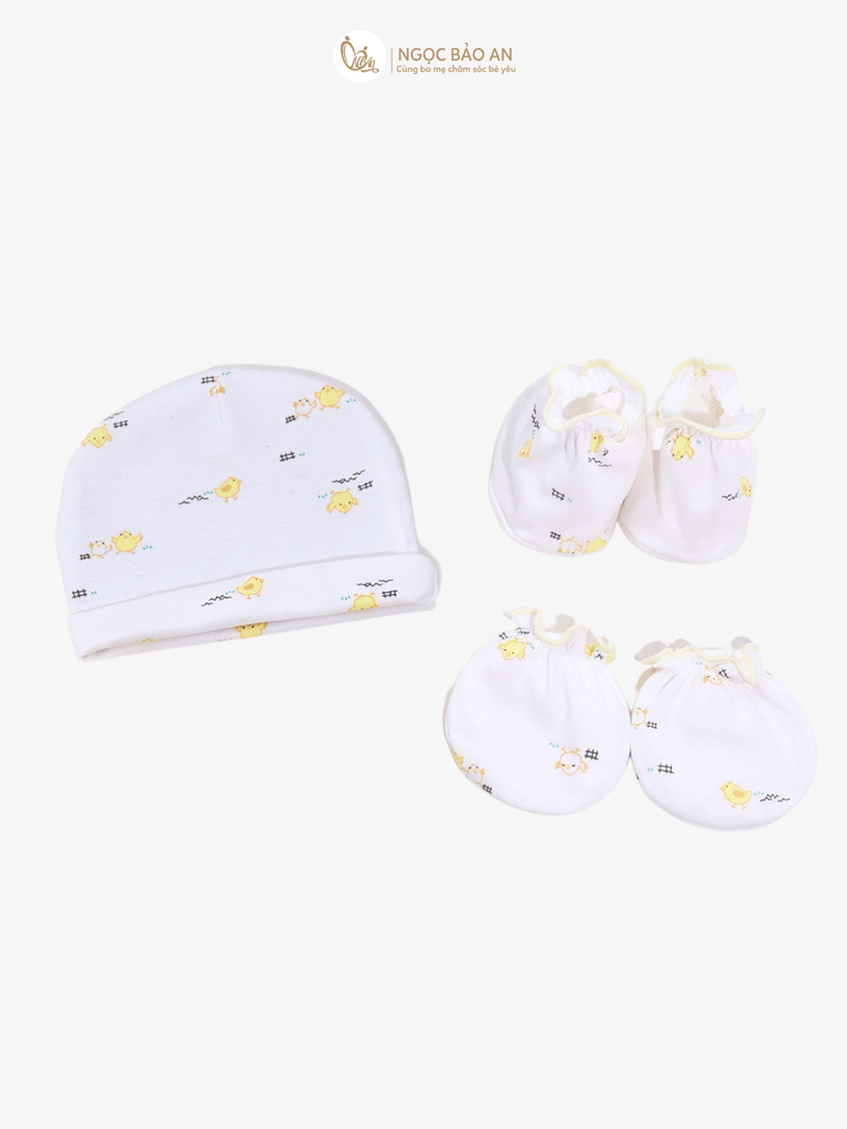 [HONEY] Set nón bao tay chân sơ sinh Honey cotton