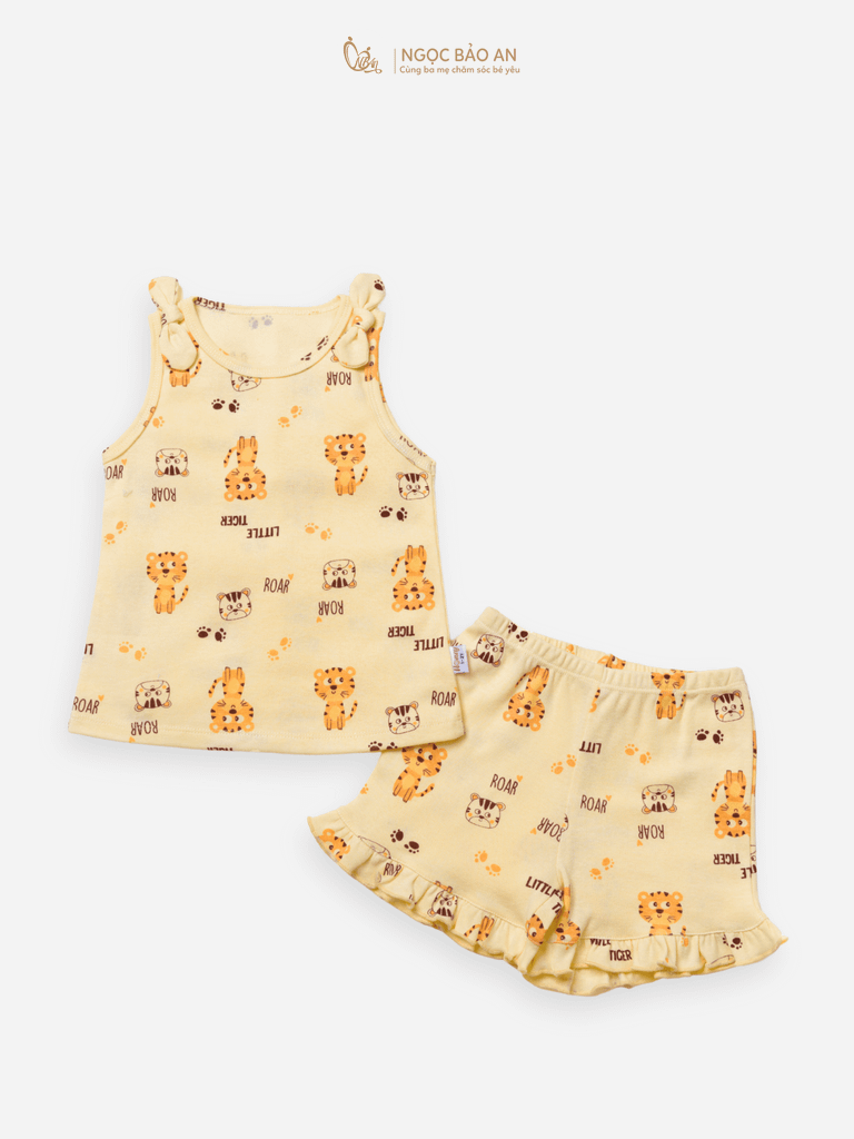 Bộ áo quần ngắn Borib bé Gái Honey cotton