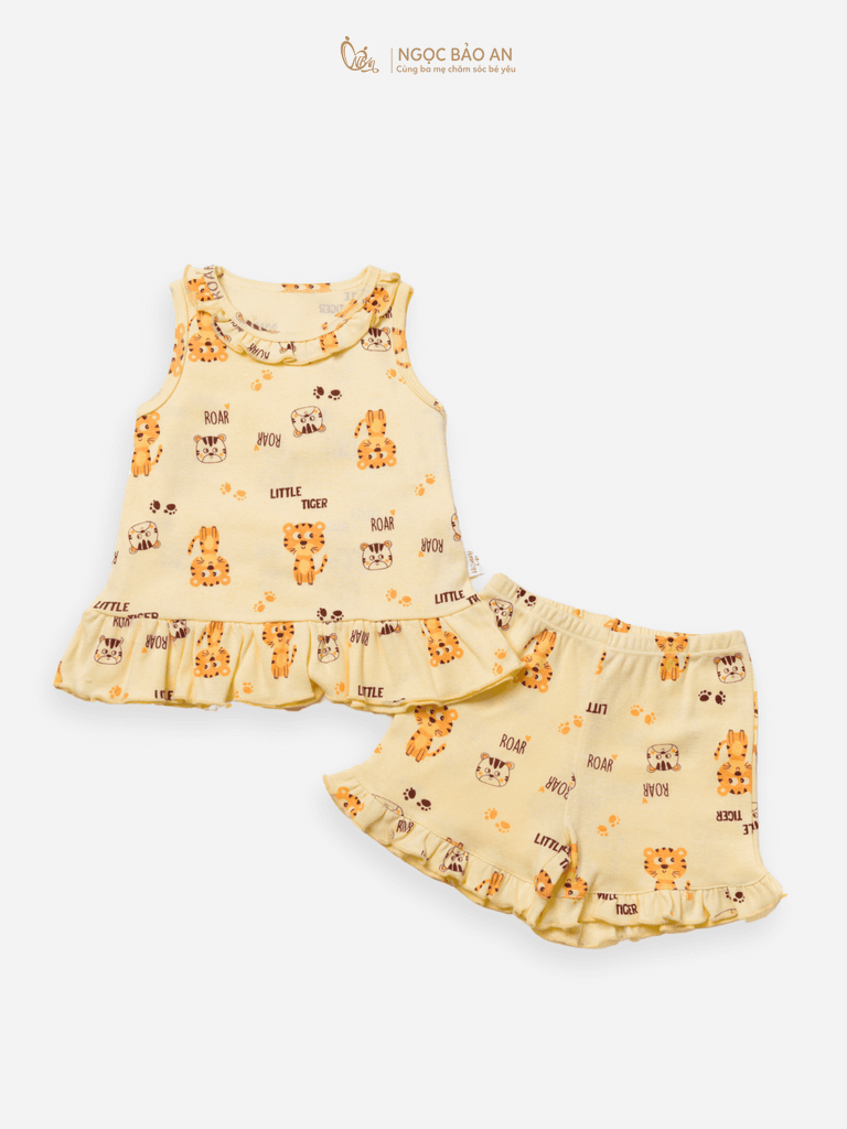 Bộ áo quần ngắn Borib bé Gái Honey cotton