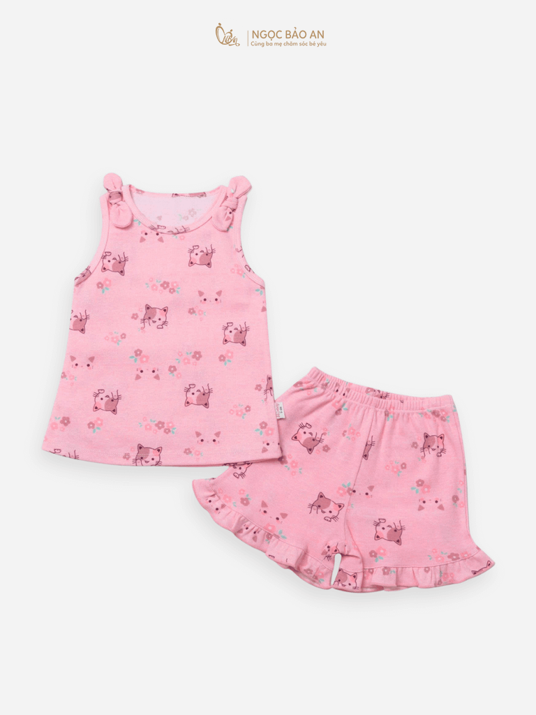 Bộ áo quần ngắn Borib bé Gái Honey cotton