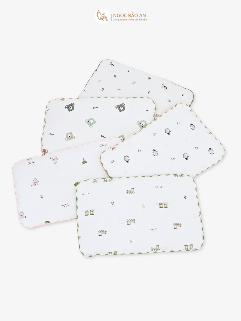 Gối nằm cotton in hình sơ sinh M&b