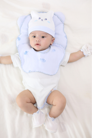 [M&B] Bodychip tay ngắn cotton sọc xanh