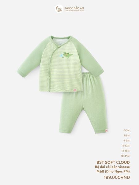[M&B] Bộ tay dài cài bên caro dino PM (NB-24m)