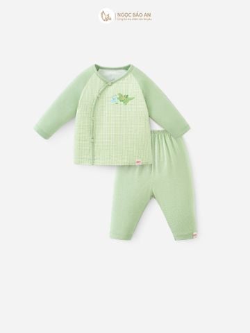 [M&B] Bộ tay dài cài bên caro dino PM (NB-24m)