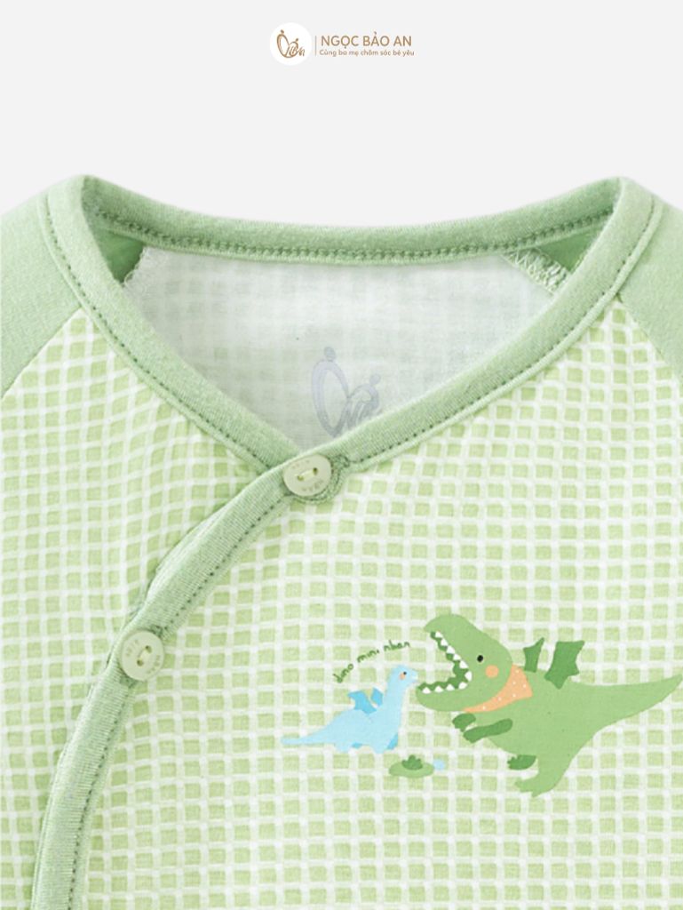[M&B] Bộ tay dài cài bên caro dino PM (NB-24m)