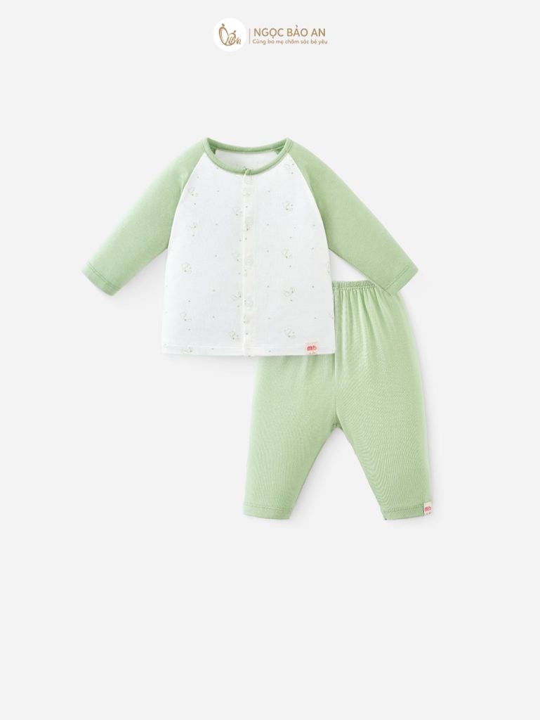 [M&B] Bộ tay dài cài giữa dino ngọc (NB-24m) [CBSSVISCOSE]