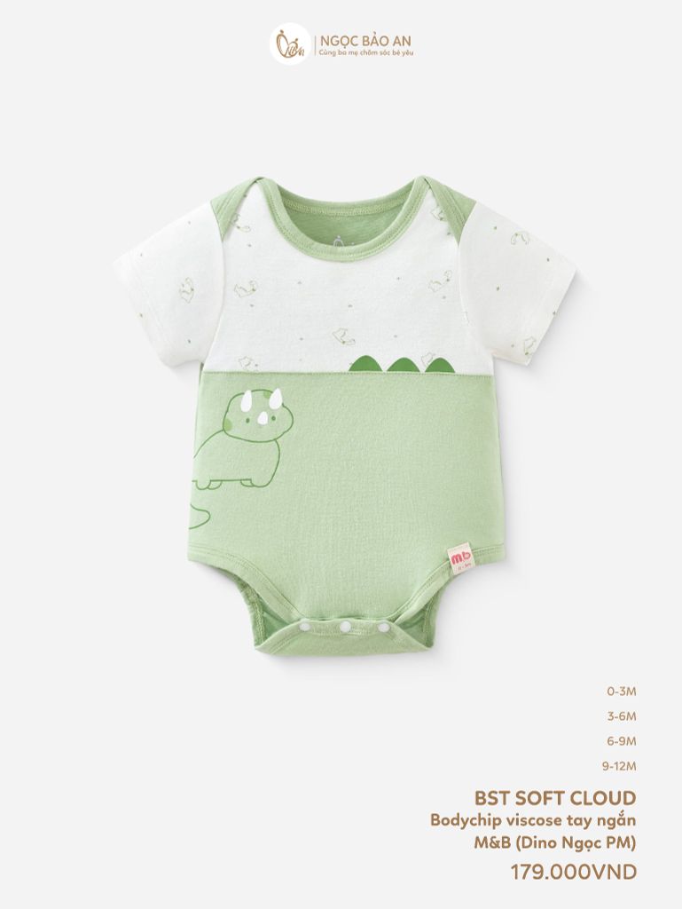 [M&B] Bodychip tay ngắn dino ngọc PM (NB-12m)