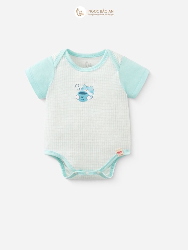 [M&B] CB2: Set bodysuit dáng dài + body đùi tay ngắn + bodychip tay ngắn Cat Mint (NB-3m)