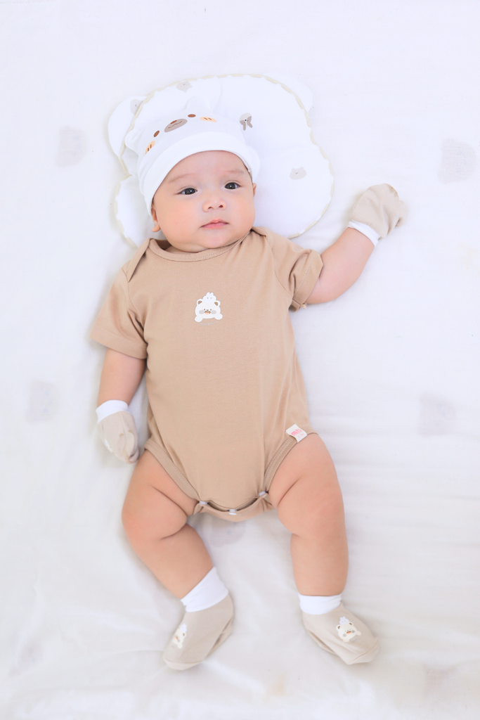 [M&B] Bodychip tay ngắn cotton gấu nâu