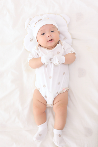 [M&B] Bodychip tay ngắn cotton gấu thỏ nâu