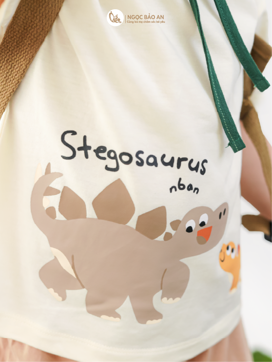 [M&B] BST DINO: Bộ ngắn bé trai M&B cotton (Stegosaurus)