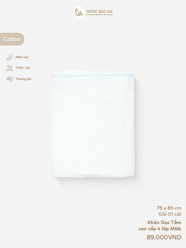 [M&B] Khăn Gạc Tắm Cao Cấp 4 Lớp 75x85cm