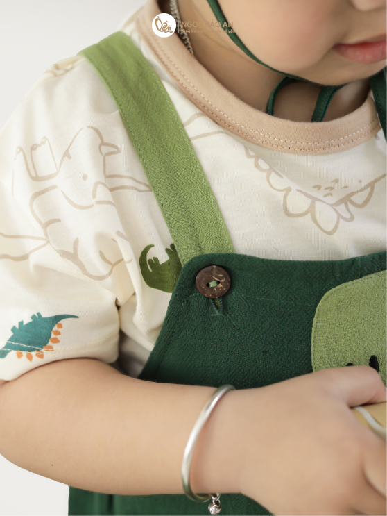 [M&B] BST DINO: Set áo họa tiết+yếm bé trai M&B cotton (Lil Dino)