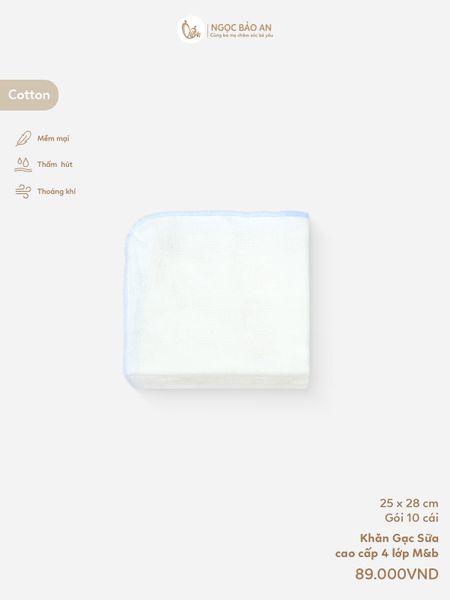 [M&B] Khăn Gạc Sữa Cao Cấp 4 Lớp 25x28cm