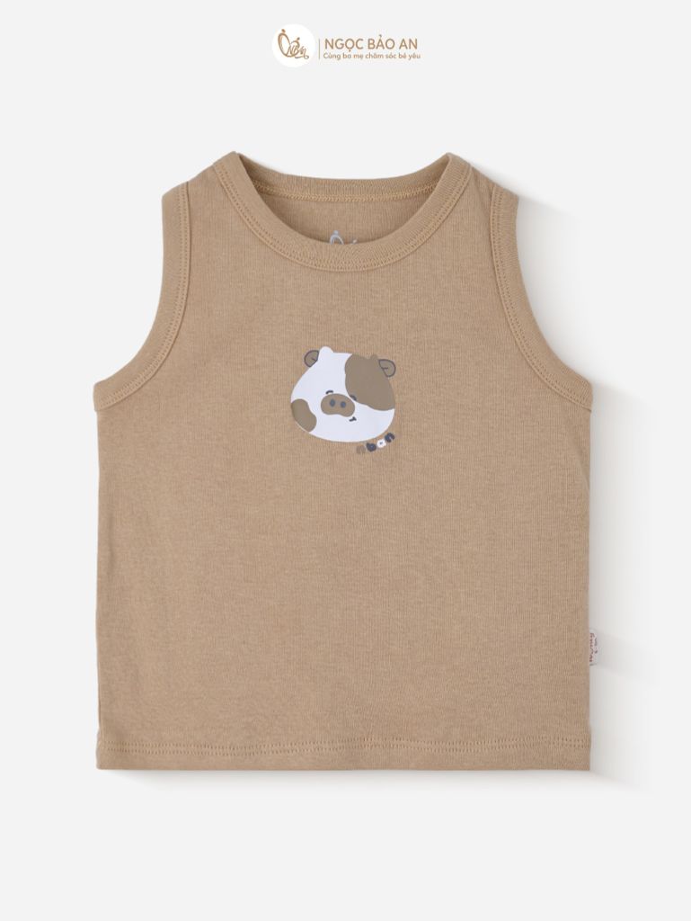 [HONEY] Bộ ngắn sát nách thể thao Honey cho bé (Heo Con Nâu)