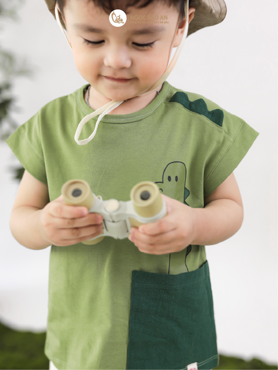 [M&B] BST DINO: Bộ ngắn bé trai M&B cotton (Peekosaur)