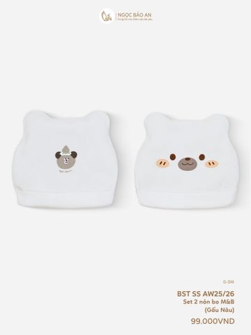 [M&B] Set 2 nón bo cotton gấu nâu