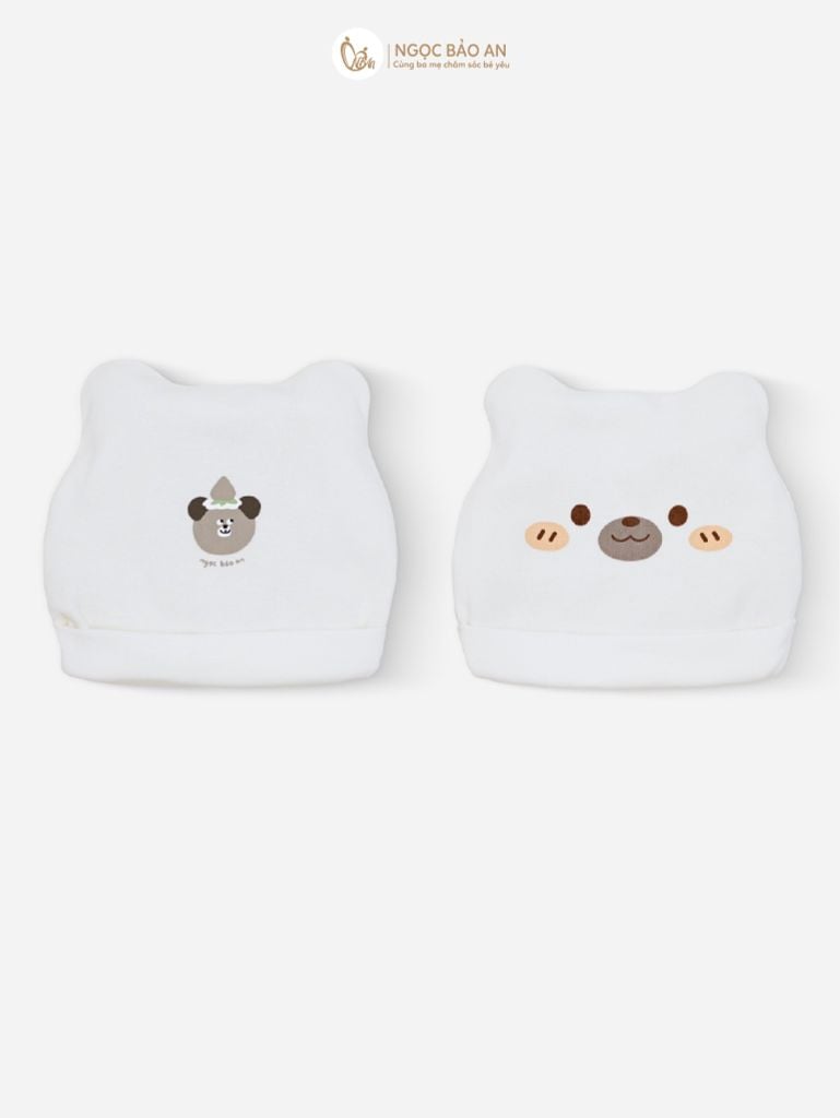 [M&B] Set 2 nón bo cotton gấu nâu